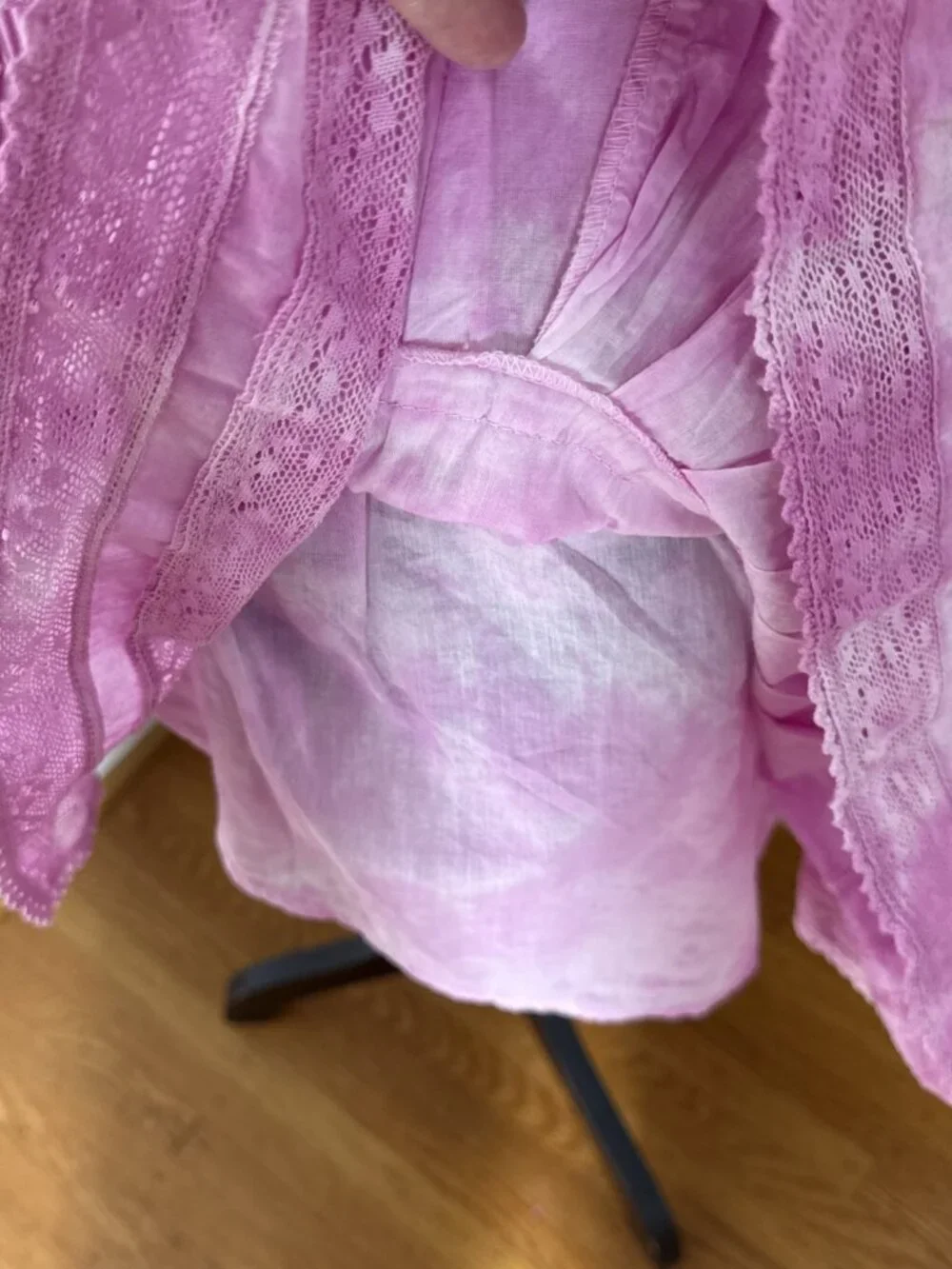 LoveShackFancy Ruffle Mini Skirt Pink Begonia Hand Tie Dye M NWT Cotton Lace